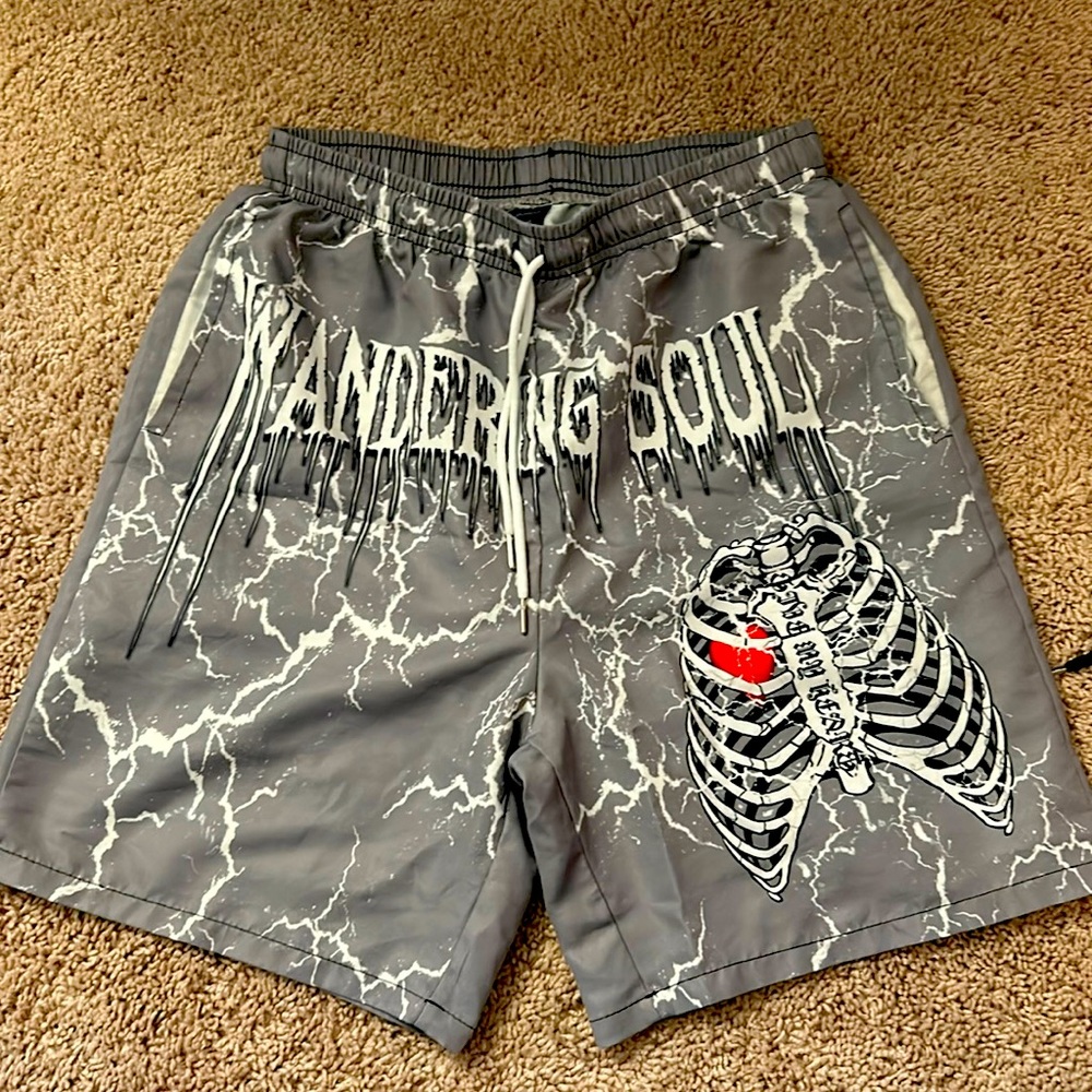Grey “Wandering Soul” ROMWE Shorts